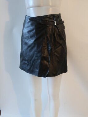 Womens Jenne Maag Black Leather Wrap Skirt P/S